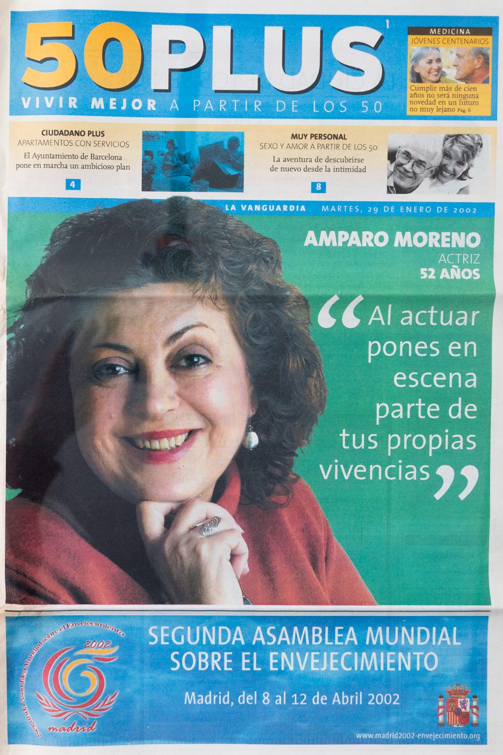 Amparo Moreno- Altas dosis de buen humor en estado puro. Suplemento monográfico La Vanguardia. Enero 2002. -1