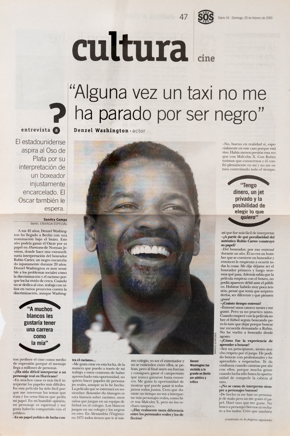 Entrevista Denzel Washington. Diario SOS. Febrero 2000. -1