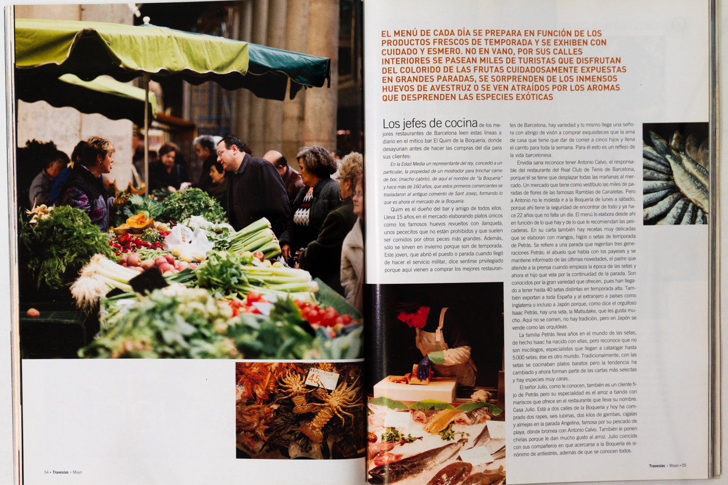 La Boquería- la cara gastronómica de Barcelona. Revista Travesías. Mayo 2003.-2