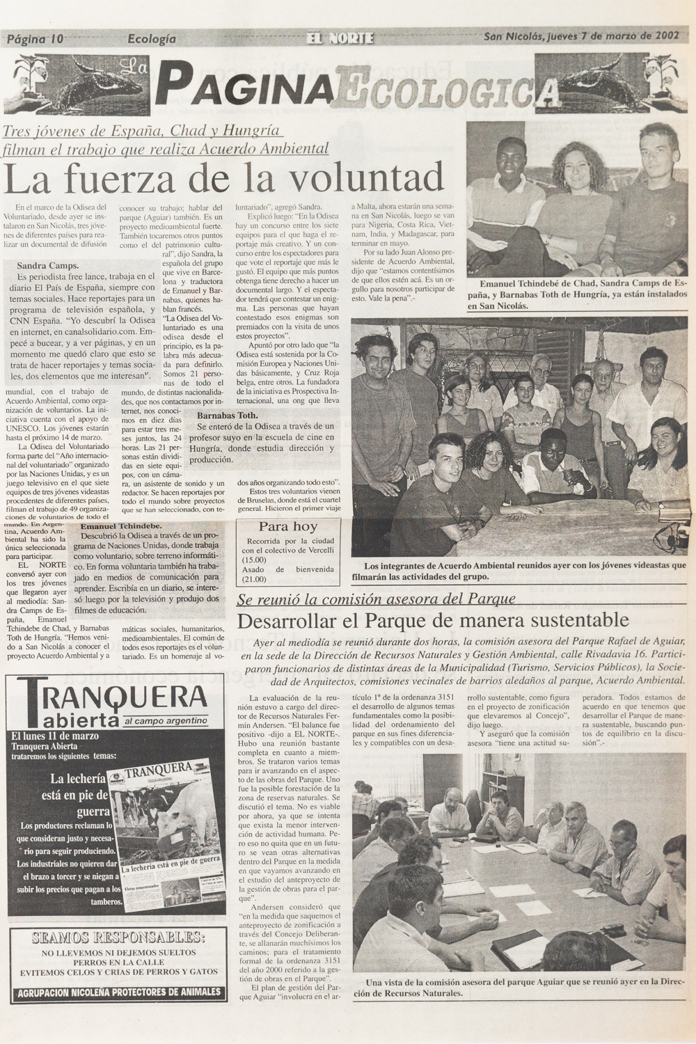 La Fuerza de Voluntad. Diario El Norte. Marzo 2002. -1