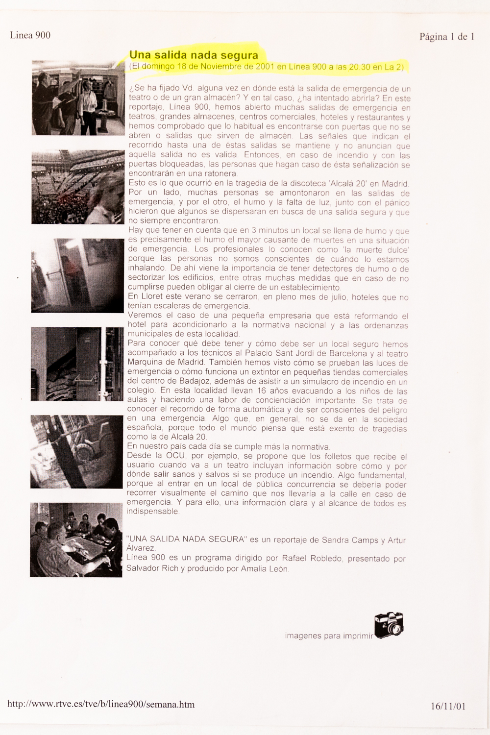 Línea 900. El Periódico online. Noviembre 2001. -2