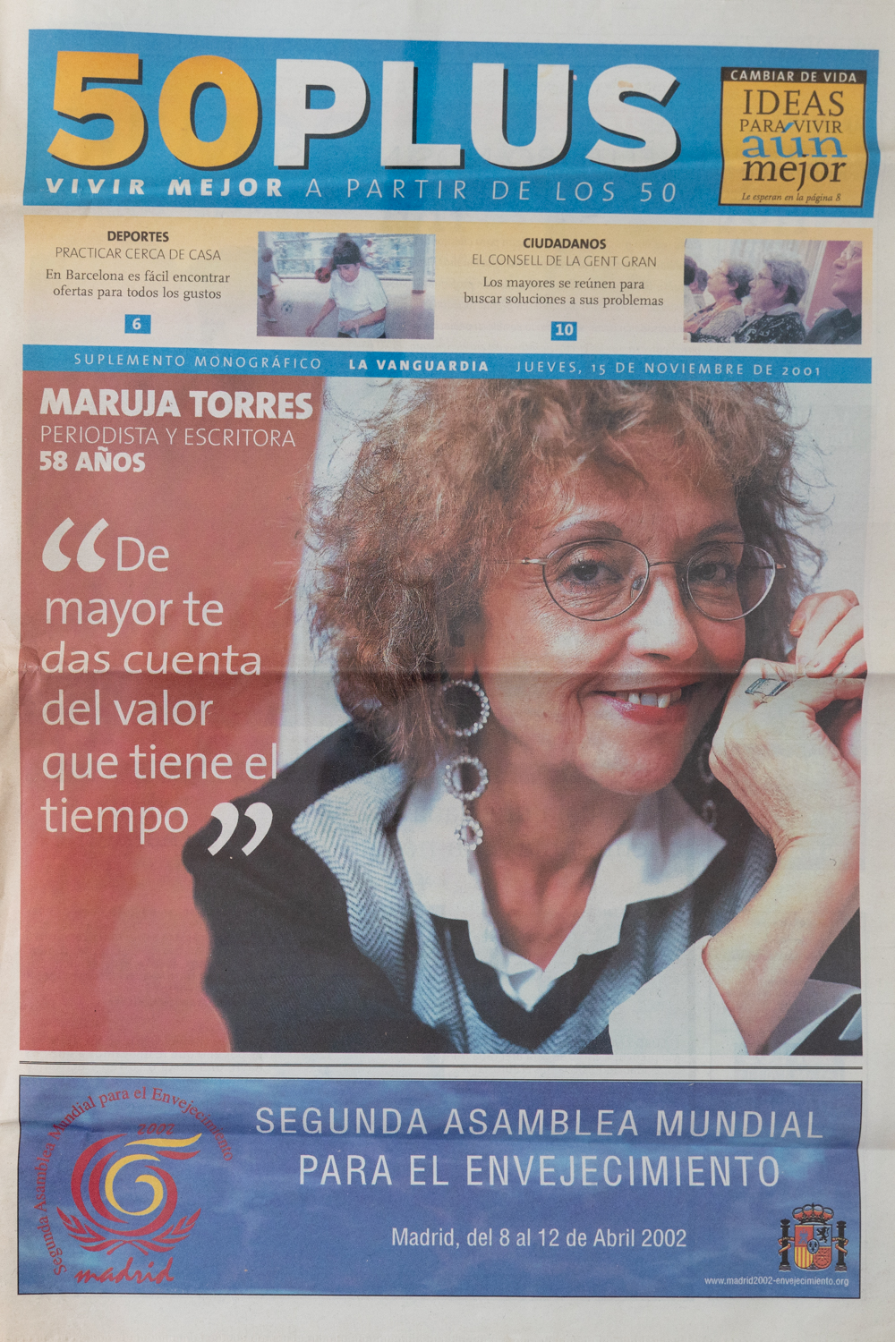 Maruja Torres, perioista y escritora. Suplemento monográfico La Vanguardia. Noviembre 2001. -1