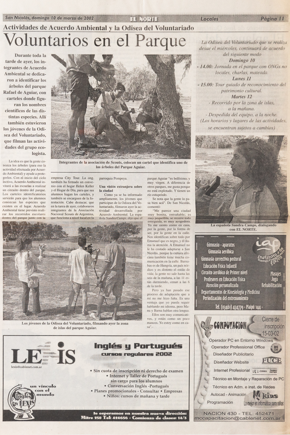 Voluntarios del Parque. Diario El Norte. Mayo 2002. -1